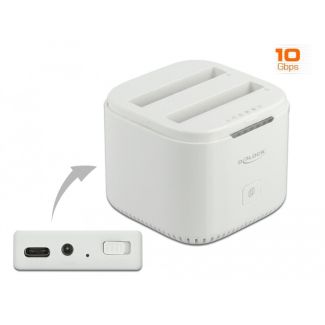 DeLOCK USB Type-C™ 3.2 Docking Station for 2 x 2.5″ SATA HDD / SSD with Clone Function