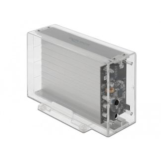 DeLOCK External Dual Enclosure for 2 x 3.5″ SATA HDD with USB Type-C female transparent - tool free