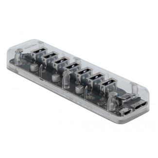 DeLOCK Hub USB 3.0 esterno con 7 porte trasparenti