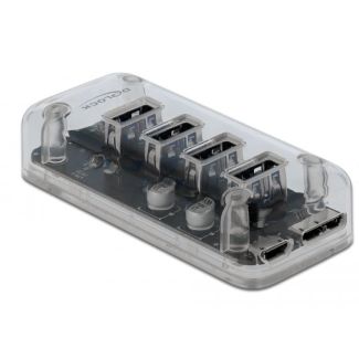 DeLOCK Hub USB 3.0 esterno con 4 porte trasparenti