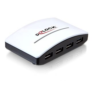 DeLOCK USB 3.0 External HUB 4 Port 5000 Mbit/s Nero, Bianco