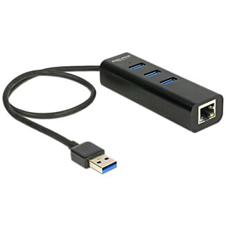 DeLOCK Hub USB 3.0 a 3 porte+1 Porta Gigabit LAN 10/100/1000 Mbps