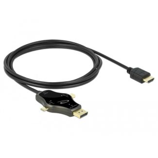 DeLOCK 3 in 1 Monitor Cable with USB-C / DisplayPort / mini DisplayPort in to HDMI out with 4K 60 Hz