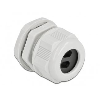 DeLOCK Cable Gland PG21 for flat cable with two cable entries grey 2 pieces