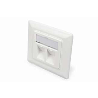 Digitus Placca per Keystone, 2x RJ45 coperchio antipolvere, 80x80 + placca centrale, bianco puro