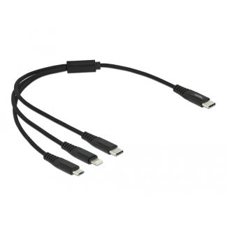 DeLOCK Cavo di ricarica USB 3 in 1 USB Type-C a Lightning / Micro USB / USB Type-C da 30 cm