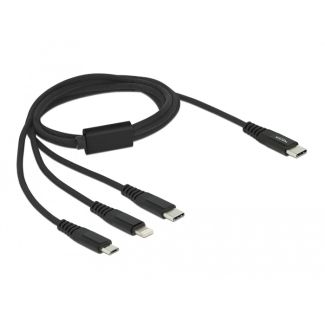 DeLOCK Cavo di ricarica USB 3 in 1 USB Type-C a Lightning / Micro USB / USB Type-C da 1 m