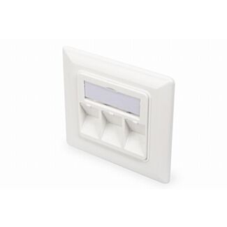 Digitus Placca per Keystone,3x RJ45 coperchio antipolvere, 80/80 + placca centrale, bianco puro
