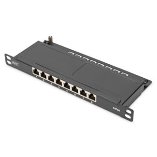 Digitus Pannello patch sottile CAT 6A, schermato, 8 porte, 0,5 U, 10", nero