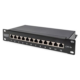 Digitus Pannello patch CAT 6a, schermato, 12 porte , 1U, 10", nero