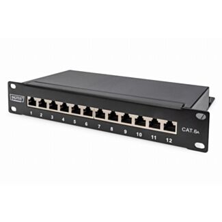 Digitus CAT 6A Patch Panel black, shielded, 12-Port, 1HE, 10"