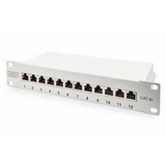 Digitus CAT 6A Patch Panel grey, shielded, 12-Port, 1HE, 10"