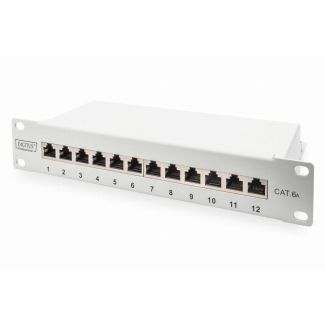 Digitus CAT 6A Patch Panel, shielded, 12-Port, 1HE, 10", grey
