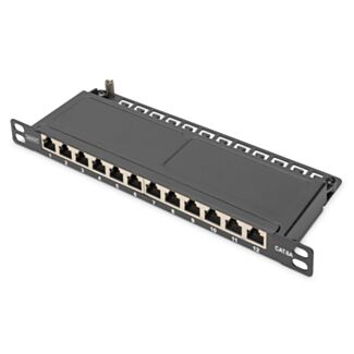 Digitus Pannello patch sottile CAT 6A, schermato, 12 porte, 0,5 U, 10", nero