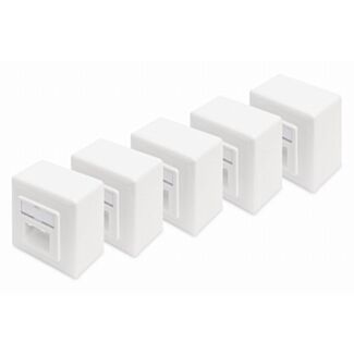Digitus Presa a muro CAT 5e, schermato, 2x RJ45 8P8C, LSA, bianco puro, da parete, set=5 pz.