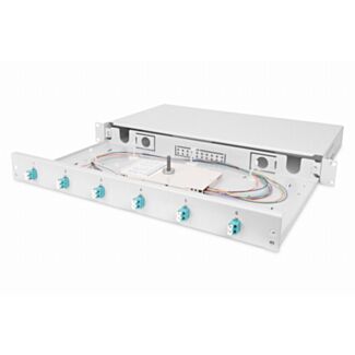 Digitus FO splice box, 1U, equipped, 6x LC DX, OM3 incl. splice cassette, colored pigtails, couplers