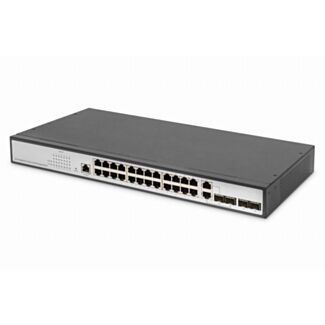 Digitus Switch livello 2 Gigabit Ethernet, 24 porte, 2 porte RJ45/SFP-combo + 2 porte uplink SFP