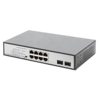 Digitus Switch Gigabit 8 porte con 6 x porte PoE, 2 x RJ45, 2 x SFP Uplink, 802.3 af/at/bt