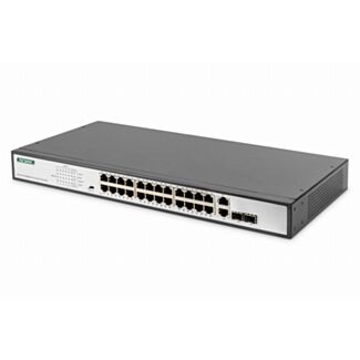 Digitus DN-95343 switch di rete Non gestito Fast Ethernet (10/100) Supporto Power over Ethernet (PoE) 1U Nero, Argento