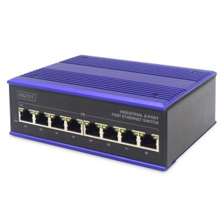 Digitus Switch di rete Fast Ethernet a 8 porte, industriale, non gestito, 1 uplink RJ45