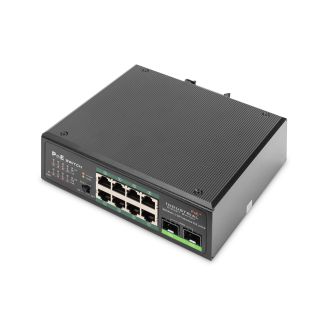 Digitus Switch industriale a 8 porte Gigabit PoE, non gestito, 2 uplink