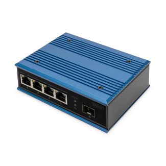 Digitus Switch PoE di rete Fast Ethernet a 4 porte, industriale, non gestito, 1 uplink SFP