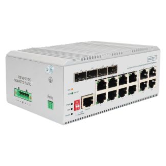 Digitus 8 port Gigabit Ethernet network PoE switch, industrial, L2 managed, 4 SFP uplink