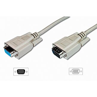 Digitus Cavo di prolunga VGA Monitor, tipo HD15 M/F, 5,0 m, 3CF, beige