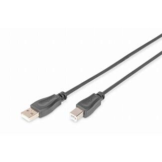 Digitus USB 2.0 connection cable, type A - B M/M, 1.0 m, USB 2.0 conform, black