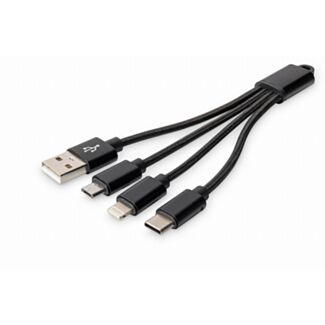 Digitus 3-in-1 USB charging cable, 0.15m