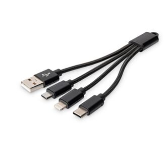 Digitus Cavo di ricarica USB 3 in 1, 0,15 m