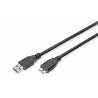 Digitus USB 3.0 connection cable, type A - micro B M/M, 1.0 m, USB 3.0 conform, black