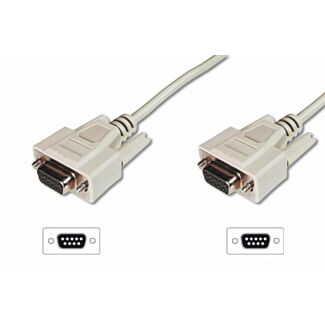 Digitus Trasferimento dati, cavo di collegamento, D-Sub9 F/F, 3,0 m, seriale, stampato, beige