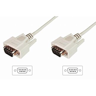 Digitus Trasferimento dati, cavo di collegamento, D-Sub9 M/M, 3,0 m, seriale, stampato, beige