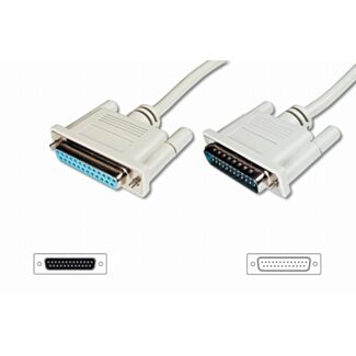 Digitus Trasferimento dati, cavo di prolunga, D-Sub25 M/F, 3,0 m, seriale/parallelo, stampato, beige
