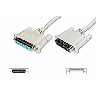 Digitus Trasferimento dati, cavo di prolunga, D-Sub25 M/F, 5,0 m, seriale/parallelo, stampato, beige