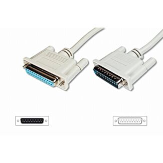 Digitus Trasferimento dati, cavo di prolunga, D-Sub25 M/F, 10,0 m, seriale/parallelo, stampato