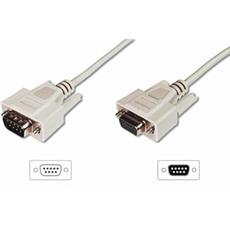 Digitus Trasferimento dati, cavo di prolunga, D-Sub9 M/F, 2,0 m, seriale, stampato, beige
