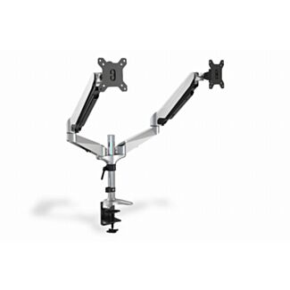 Digitus Supporto a molla a gas per due monitor, 15-32", argento carico max. 8kg, max VESA 100x100