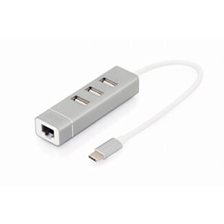 Digitus USB Type-CTM 3-Port Hub + Fast Ethernet LAN Adapter