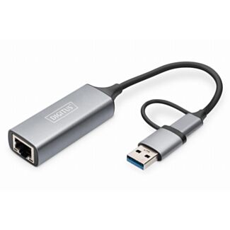 Digitus USB Type-CTM Gigabit Ethernet Adapter 2.5G, USB-CTM + USB A (USB3.1/3.0)