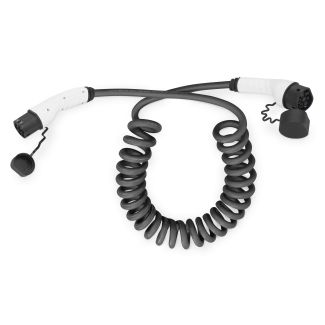 Digitus Cavo di ricarica a spirale per auto elettriche e PHEV - 10 m - Tipo 2 - Modalità 3 - Monofase - 32 A - 7,4 kW - Nero