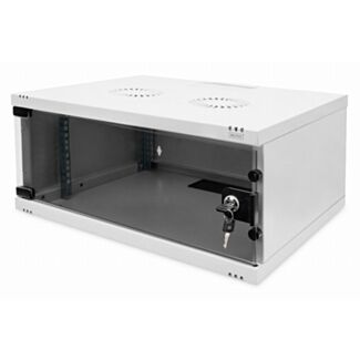 Digitus Armadio a muro 4U, SOHO, non montato 241x540x400 mm, porta anteriore in vetro, grigio