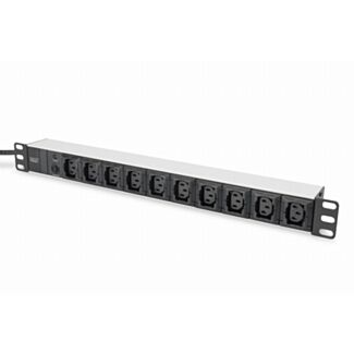 Digitus Socket strip with aluminum profile, 10-way, 2 m supply cable IEC C14 plug