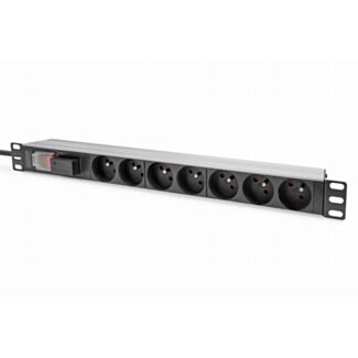 Digitus Socket strip with aluminum profile, surge protection and switch, 7-way CEE 7/5 sockets, 2 m cable