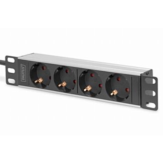 Digitus 10" socket strip with aluminum profile, 4-way socket outlet with earthing contact