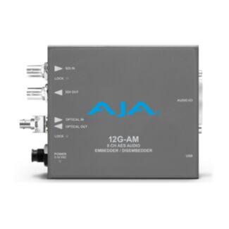 Aja Video Systems 12G-AM-R-ST 8-Channel 12G-SDI AES audio Embedder/Disembedder with Single ST Fiber Receiver, 8 XLR connectors