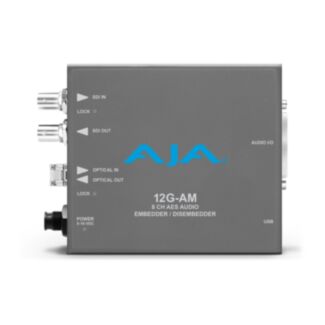 Aja Video Systems 12G-AM-TR 8-Channel 12G-SDI AES audio Embedder/Disembedder with Single LC Fiber Transceiver, 8 XLR connectors