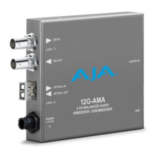 Aja Video Systems 12G-AMA-R-ST 4-Channel 12G-SDI balanced analog audio Embedder/Disembedder with Single ST Fiber Receiver, 8 XLR connectors