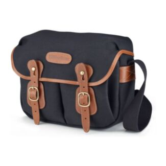 Billingham Borsa Hadley Small Tela Nero/Bordi Cuoio marrone chiaro + finiture ottone